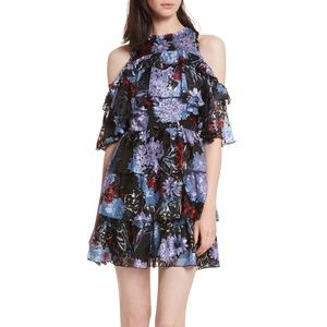 Alice + Olivia Nichola Cold-Shoulder Ruffled Dress